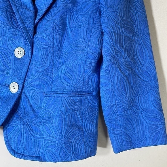 NWT. Talbots 4 Blue Floral Jacquard Knit Blazer. - Picture 7 of 15